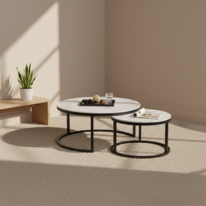 <span class=keywords><strong>Arredamento</strong></span> <span class=keywords><strong>Moderno</strong></span> per la Casa, Tavolino da Caffè Rotondo con Gambe in Metallo Nero per <span class=keywords><strong>Soggiorno</strong></span> - Product Image 1