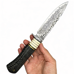 Couteau de survie multi-usage en acier Damas personnalisable, forgé à la main avec manche en imitation ivoire pour la chasse et le dépecage - Product Image 1