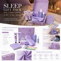 Coffret Cadeau Bien-être Personnalisé Thème Lavande : Masque de Nuit, Taie d'Oreiller, Chouchou, Huile en Spray, Carnet, Boîte Cadeau Personnalisée