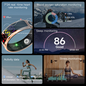 Anillo Inteligente R12 con Pantalla a Color, Monitor <span class=keywords><strong>de</strong></span> Frecuencia Cardíaca, Oxígeno en Sangre, Sueño y Salud, Anillo Inteligente <span class=keywords><strong>de</strong></span> Acero Inoxidable con Pantalla - Product Image 3