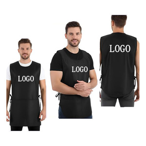 Grembiule Diviso Personalizzabile con Logo e Cinturino Regolabile, Grembiule per Cosmetologia, Camice da Parrucchiere, Taglie Forti, <span class=keywords><strong>Grembiuli</strong></span> Neri per Salone di Bellezza - Product Image 1