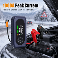 Démarreur de voiture portable à courant de crête de 1000A avec gonfleur de pneus 150 PSI et batterie externe 10000 mAh pour moteurs essence 6.0L et diesel 4.0L