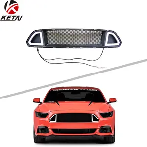 PFT DRL Style MUSTANG Grille Kit de carrocería modificado Parrilla de parachoques delantero con kits de carrocería de luz Led para FORD MUSTANG 2015-2017