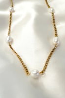 Collier en perles d'eau douce personnalisable, chaîne en acier inoxydable plaqué or 18 carats, bijou cadeau pour femme, Perlenkette