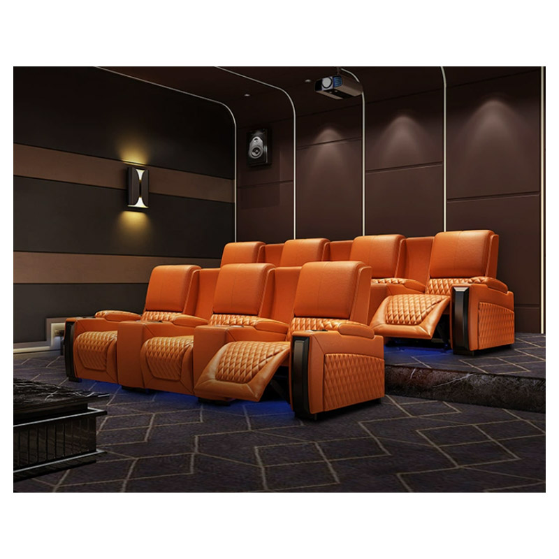 Dubai Theater Cinema Electric 2 Seat Lift Up Kursi Kulit Berbaring Furniture Home Theater Film 3 Seaters Recliner Sofa