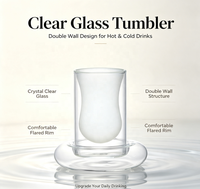 Ensemble de tasses à thé Wuso en verre borosilicate double couche, couche intérieure givrée blanche, soucoupe en verre transparent, design classique, 110 ml
