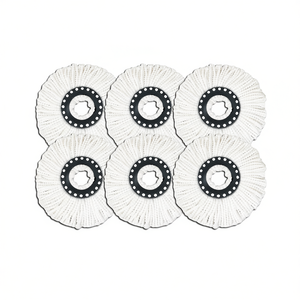 Six Pack Microfiber <b>Mop</b> <b>Head</b> Refill Round 360 Degree <b>Spin</b> Self Wringing For Efficient Cleaning - Product Image 1