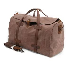 Sac fourre-tout en toile cirée avec logo personnalisé Sac de week-end <span class=keywords><strong>polochon</strong></span> en cuir imperméable de grande capacité à la mode avec sangle en cuir et fermeture éclair - Product Image 6