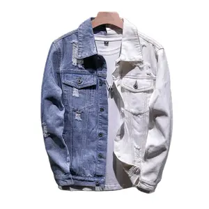 New Design Novelty Two Tone Patchwork Denim Jackets Street Wear Men's Jean Jackets Coat