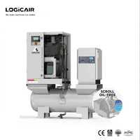 Compresor de Aire de Tornillo Industrial Sin Aceite LOGICAIR 3.7Kw 5.5Kw Silencioso 4 en 1, Compresor de Aire de Tornillo Sin Aceite para Hospitales