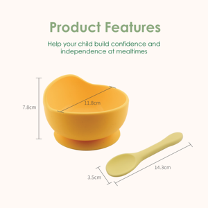 Nouveauté : bol et cuillère en silicone recyclé, sans BPA, vaisselle manuelle biodégradable pour l'alimentation des bébés - Product Image 3