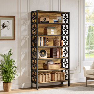 7-Tier công nghiệp kệ sách, 71-inch trang trại góc cao kệ sách góc mộc mạc CD/Movie/sách lưu trữ tổ chức cho văn phòng - Product Image 4