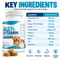 Comprimés à mâcher multivitaminés pour animaux de compagnie 10 en 1 pour chiens et chats avec glucosamine, oméga 3, probiotiques, taurine, soutien quotidien au bien-être