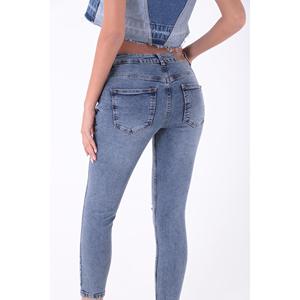 Pantalones Vaqueros Ajustados de Cintura Alta, Transpirables, Casuales, con Estampado, Corte Holgado, Talla XL - Product Image 2