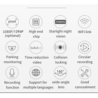 Caméra de Voiture Mobile 1080P à Objectif Unique avec Surveillance de Stationnement 24h/24, Câble d'Alimentation ACC et Connexion Wi-Fi pour Téléphone Mobile – Caméra DVR Automobile