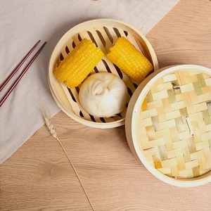 Bamboo 3 Tier Wooden Basket Ring Adapter, Kit for <b>Dim</b> <b>Sum</b> Dumplings Buns Seafoods Rice Steaming Chinese Asian Food - Product Image 4