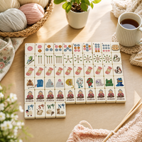 Ubin Mahjong Kristal Mewah, Set Mahjong Mewah, Mahjong Akrilik Solid Amerika untuk Hadiah Liburan