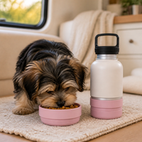 Accessoires de voyage pour animaux de compagnie, bouteille d'eau portable pour chien de 32 oz, distributeur d'eau en acier inoxydable anti-fuite pour la randonnée en plein air, le camping, avec 2 bols