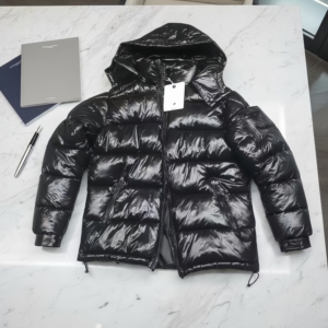 Nuovo Lussuoso Cappotto Invernale Classico da Uomo con Cappuccio e Colletto, Giacca Imbottita Monocolore Lucida - Product Image 1