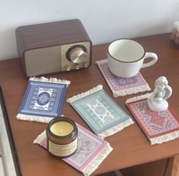 Sous-verres à pompons en tissu polaire, style moderne, imprimés UV, isolants thermiques, serviettes de table, accessoires photo, sous-verres imprimés pour tasses
