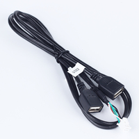 Câble tressé en PVC 6 broches vers double USB femelle pour autoradio Android, ports de charge USB, entrée audio, autoradio stéréo