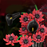 Atractivos Jarrones de Flores Rojos y Negros de Estilo Gótico, Bloques de Construcción de Plástico ABS, Macetas de Juguete, Modelo de Decoración para el Hogar