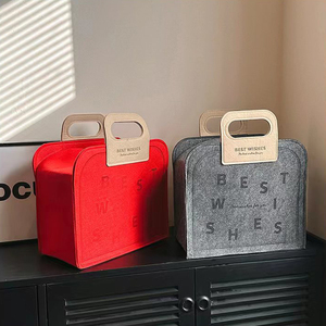 Bolsa de <span class=keywords><strong>Compras</strong></span> de Fieltro Ecológica con Logotipo Personalizado al por Mayor, Bolsa de Regalo Personalizada para Festivales y Navidad, Bolso de Mano de Fieltro - Product Image 2