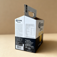 Vente en gros de porte-bouteilles en carton rigide personnalisé avec logo, pour 6 bouteilles de vin ou de bière, poignée portable, emballage ondulé UV, 6 bouteilles de boissons énergisantes