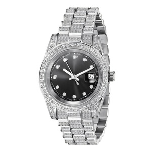 Fabricant de montres en diamant à marque privée, logo personnalisé, montre de luxe sertie de diamants pour hommes, montre en acier inoxydable, montre hip-hop en diamant, montre à <span class=keywords><strong>quartz</strong></span> - Product Image 2