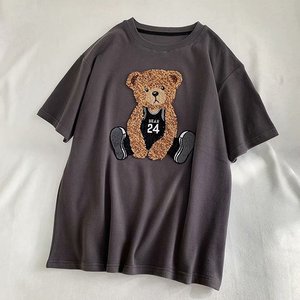 T-shirt con Logo personalizzato produttore Little Fly Bird T-shirt ricamata girocollo creativa Unisex T-shirt ricamata con asciugamano fantasia - Product Image 5