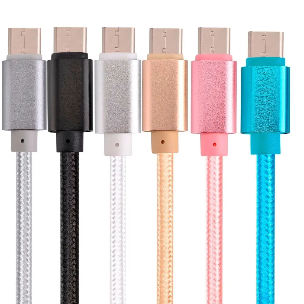 Cable USB tipo C de nailon para Samsung, Xiaomi, Redmi, OPPO VIVO, Huawei, Android, Cable de carga rápida