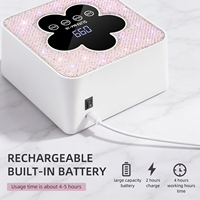 Lampe de séchage pour vernis gel à écran tactile, rechargeable et portable, en forme de fleur, avec cristaux brillants, pour nail art