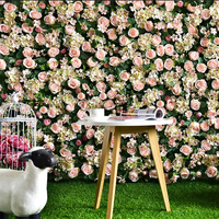 Tizen Maßgefertigte Kunstseiden-Rosen Rosa Blumenwand Künstliche Blumen Hintergrund-Dekorationen Künstliche Blumenwand