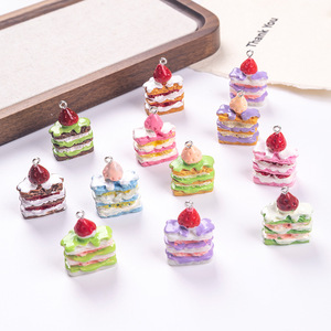 Simulation Napoleon Cake Pendant Plastic Keychain Cute Dessert Food Charm DIY Bag Key <b>Ring</b> Jewelry Accessory Gift - Product Image 2