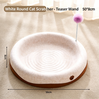 Lit pour chat rond en feutre blanc avec balle interactive, griffoir durable pour chat, nid douillet pour animaux de compagnie pour toutes les saisons, pour chats d'intérieur
