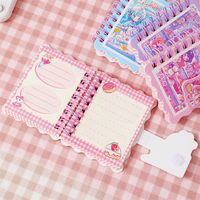 Carnet spirale A7, 80 feuilles, couleur intégrale, bords ondulés, 4 motifs de filles anime, mini format de poche, papeterie étudiante, vente en gros