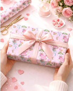 Floral Wrapping <b>Paper</b> Valentine's Day wrapping <b>paper</b> Holiday Wrapping <b>Paper</b> Pink heart-shaped <b>pattern</b> gift wrapping <b>paper</b> - Product Image 2