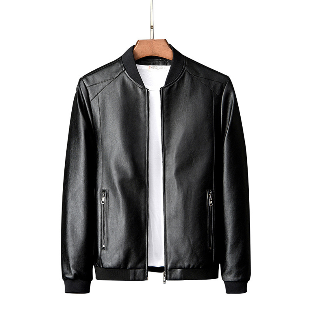 Power Punch Men's Casual Plus Size Faux Leather Jacket for Men Zip-Up Slim Fit