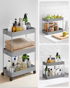 Chariot de rangement étroit en acier inoxydable SONGMICS avec <span class=keywords><strong>roulettes</strong></span> pour cuisine, salle de bain, bureau – <span class=keywords><strong>Étagère</strong></span> autoportante à 3 niveaux - Product Image 5
