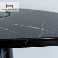 Table basse de salon moderne de luxe en bois avec plateau en marbre noir de haute qualité, taille personnalisée, BLAINE