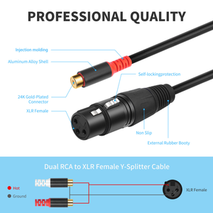 Cable Divisor en Y de Audio Estéreo de Nylon Trenzado, Doble RCA Hembra a <span class=keywords><strong>XLR</strong></span> de 3 Pines Hembra, Cable de Micrófono Auxiliar de Audio No Balanceado <span class=keywords><strong>XLR</strong></span> a RCA - Product Image 3