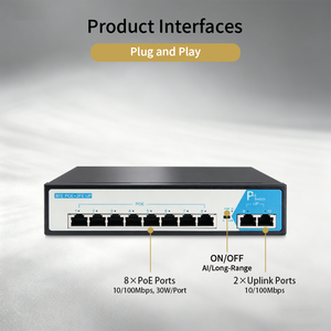 SH LINK 10-Port 100M PoE Network Switch 120W IEEE802.3af/at AI Watchdog 2 Uplink Metal 4KV Surge กล้องวงจรปิด IP - Product Image 4