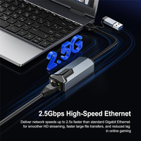 Computadora 2,5 Gbps USB 3,0 Tipo C Gigabit Ethernet Adaptador 2500Mbps USB3.0 Tipo-C a RJ45 2,5G Tarjeta de red con cable Convertidor Lan