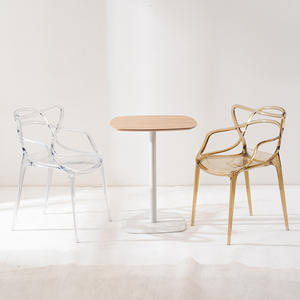 Silla de comedor moderna de plástico transparente con respaldo, muebles minimalistas de estilo nórdico para el hogar, uso para adultos, diseño ligero de lujo - Product Image 4