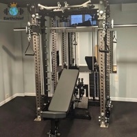 Máquina Funcional Integrada de Acero Inoxidable para Power Rack - Lat Pulldown, Remo Bajo, Smith Cable Crosser con Doble Torre de Pesas