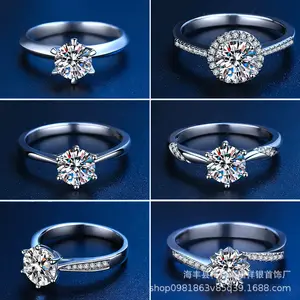 Source: Sterling Silver S925 Platinum Plated Moissanite Diamond Ring Light Luxury Moissanite Diamond Ring Women's Authentic