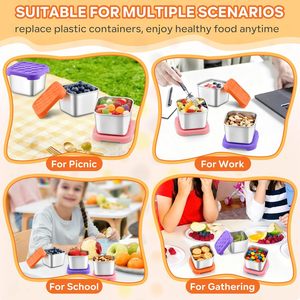 Salad Dressing Containers With <b>Silicone</b> Lids Small Reusable Stainless Steel Lunch Boxes Salad Sauce Containers for School Travel - Product Image 3