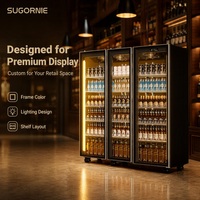 Réfrigérateur commercial à double porte vitrée CE pour boissons, vitrine réfrigérée pour la distribution de bières, vins et boissons gazeuses au détail