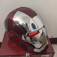 Casque de super-héros Iron-hero pour jeu de rôle, finition brillante argent rouge