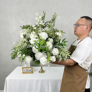 DKB Bola de Flores Artificiales de Seda para Decoración de Bodas, Bola de Rosas para Centros de Mesa, Bola de Rosas Blancas para Decoración - Product Image 1